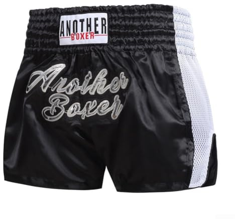 Short de combat MMA pour homme et femme - Respirant - Pour arts martiaux - Coupe flexible - Noir et rouge - Taille M