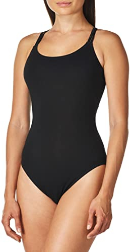 Capezio Klassischer Damen-Tanzanzug, Doppelriemen, Schwarz, Größe XS (US)