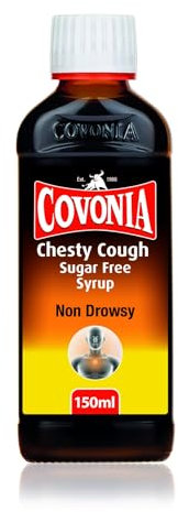 Covonia Chesty Cough Sugar Free Syrup Loosen Chesty Coughs & Troublesome Stubborn Mucus Alcohol Free Suitable For Vegetarians & Vegans For Adults & Children Aged 12 + Cough Medicine 150ml