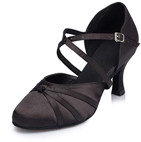YKXLM Donna & Bambine Scarpe da Ballo Latino Americano Professionali Standard Character Modern Salsa Sala da Ballo Scarpe,ITYCL117-5,Nero,EU 40