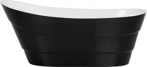 Baignoire Moderne Acrylique Forme Ovale Autoportante Système Trop- Plein Noire Buenavista