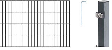 Alberts 650537 Doppelstabmattenzaun als 24 tlg. Zaun-Komplettset | verschiedene Längen und Höhen | anthrazit | Höhe 80 cm | Länge 22 m