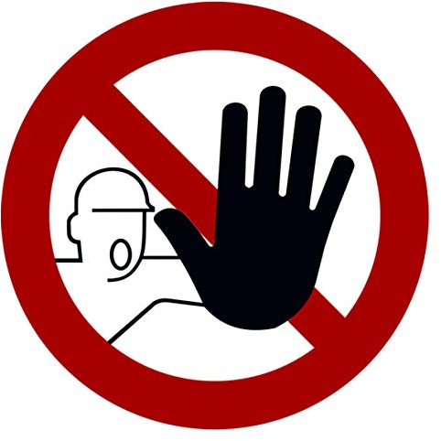 Segnale di divieto di accesso per persone non autorizzate con segnale di avvertimento con protezione UV per uso interno ed esterno senza passaggio dello strobo 9,5 x 9,5 cm