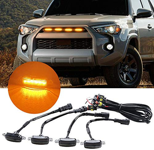 Sidaqi 4 LED 12W feux d'avertissement de calandre avant de voiture ambre feux de jour DRL lampe de couverture de pare-chocs avant adaptée pour SUV Fo-rd F-150 Raptor 2014-2020 étanche