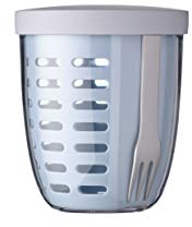 Mepal – Fruit & Veggie Pot Ellipse – Fruit Container – Ideal For Fruit and Vegetables On The Go – Fruit Box With Fork & Colander – 600 ml – '22 Nordic Blue