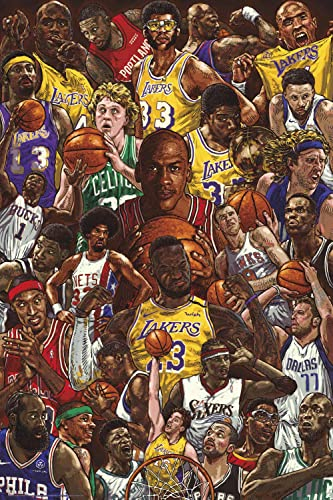 Basketball Superstars Poster - Kunstdruck - Deko Wohnzimmer oder Deko Schlafzimmer - Deko Wohnzimmer - Größe : 61 x 91 - NBA Fanartikel