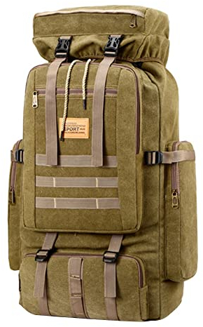 RUYI Zaino tattico di emergenza, per esterni, 80 l, grande capacità, zaino da sopravvivenza, impermeabile, zaino da trekking, mimetico, per uomini, trekking, arrampicata (Z31 – cachi)