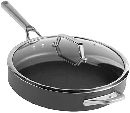 Ninja ZEROSTICK Premium Cookware 30cm Sauté Pan with Glass Lid, Long Lasting, Non-Stick, Hard Anodised Aluminium, Induction Compatible, Dishwasher Safe and Oven Safe to 260°C, Grey C30130UK