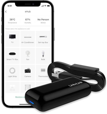 LinknLink eHub 5-in-1 Smart WiFi Universal Remote: IR and RF Control with Motion, Temperature, Humidity Sensors, 3 Years Free Data Storage Export, Works with Alexa, Google Home, Modbus