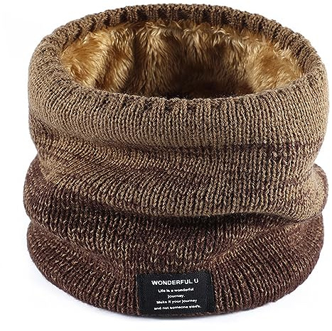 Rayson Loop halsduk damer vinter bomull stickad hals varm med fleece mjuk stickad halsvärmare damer varm stor lång rund halsduk för män kvinnor, kaffe, Einheitsgröße