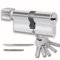 Cilindro per Serrature 45/45mm con 5 Chiavi singole, Cilindro profilato con Pomello, Set con due viti montabile facilmente, Serratura per porte e garage, Lunghezza 90mm
