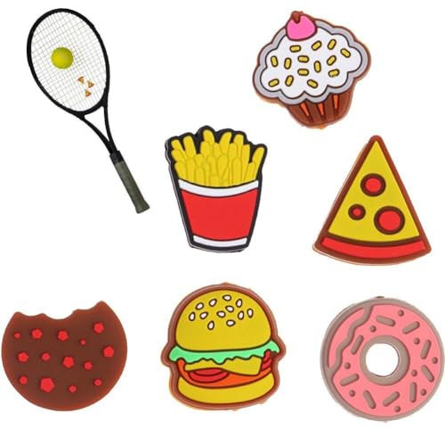 HiyyFloy Vibrationsdämpfer Für Tennisschläger, 6 Stück Tennisschläger-Absorber, Silikon-Burger-Kuchen-Pommes, Tennisschläger-dämpfer Für Racquetball