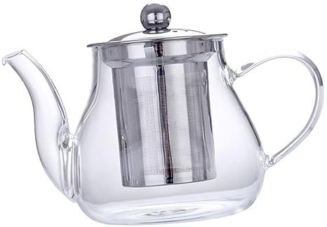 Mikinona Tetera De Vidrio Pequeña Hervidor De Agua Tetera De Mano Asa Antideslizante Para Té