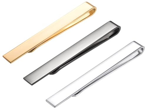 Asienice 3 Stück Schmaler Krawattenklammer schmal Set für Herren Business Hochzeit Tie Clip