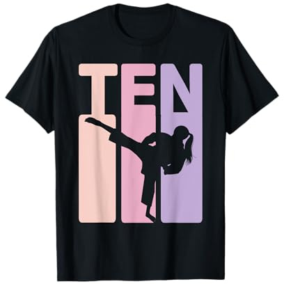10th Birthday Gift Karate Retro Taekwondo Martial Arts Girls T-Shirt