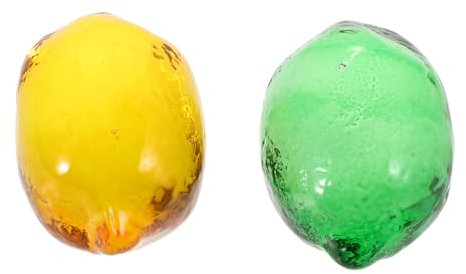 ibasenice 2pcs Lemon Ornaments Glass Artificial Fruits Lemon Kitchen Table Centerpieces Decorative Fruit Model for Dining Ornament for Living Decor