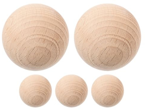VICASKY 5pcs Bocce Ball Set Game Croquet For Adults Sets Balls Only Wooden Replacement for Lawn Games Unfinished Wood Crafting and Painting Outdoor Backyard Fun Activities