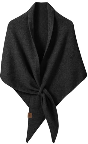 wocharm Women's Pashmina Shawl Wraps, Soft Open Front Poncho Sweater, Knitted Shawls Wool Cashmere Shoulder Top Sweater Shawls Triangle Scarf (Black)