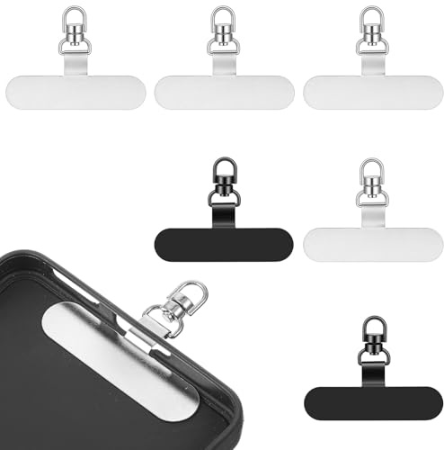 6 stycken mobiltelefonbandshållare, universella kuddar med metallring, rostfritt stål, universell, tangles, ultratunn, hållbar mobiltelefonkedja, universella dynor för de flesta smartphone-tillbehör
