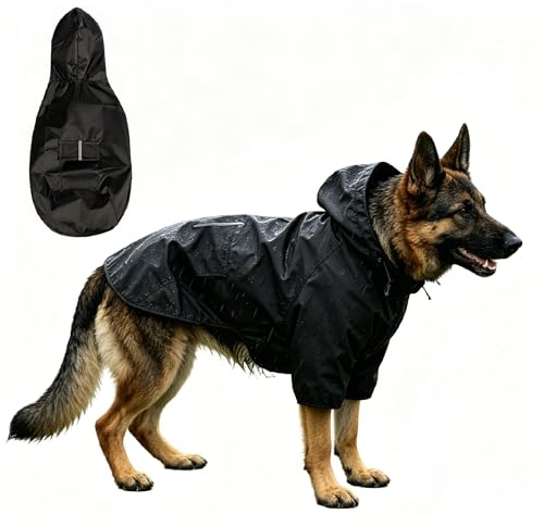 Abrigo de lluvia impermeable para perro grande talla 4XL, abrigo impermeable y cortavientos con capucha y bandas reflectantes, para exterior, paseo, gran raza, ajustable