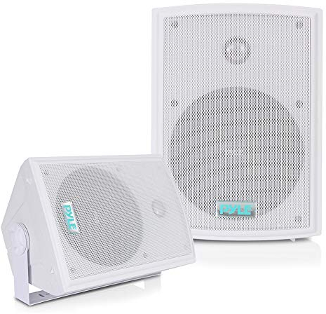 Pyle Indoor & Outdoor Lautsprecher Boxen – Aufbaulautsprecher als Wandlautsprecher 350W & leicht montierbar, wasserdichte Box Outdoor & Indoor, Robuste 2er Set Lautsprecherboxen