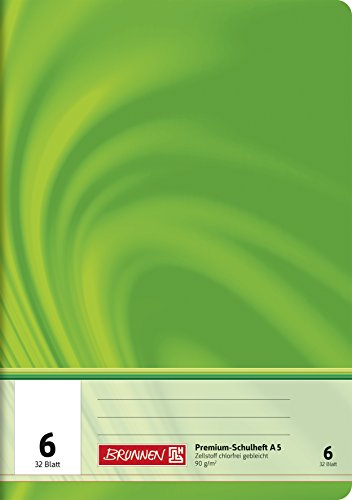 BRUNNEN Schulheft Premium Vivendi | A5, Lineatur 6, 32 Blatt, grün