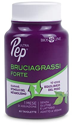 BIOS LINE Ultra Pep Bruciagrassi Forte, 60 Tavolette, Stimola Il Metabolismo e Svolge Un'azione Tonica e Di Sostegno