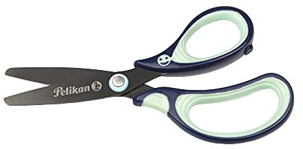 Pelikan - Griffix - Forbici per Bambini - Blu - Destrimani - Per Scuola - Impugnatura Ergonomica Pedagogica - Made in Germany