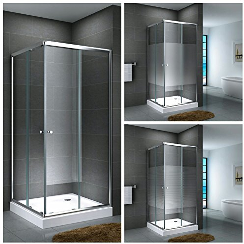 Duschkabine Eckdusche Duschabtrennung ESG Duschtasse Glas Quadrat Werra 14 cm, Größe:80 x 80 x 190 cm, Dusche_Amazon:Teilsatiniert | ohne Duschtasse & Ablauf
