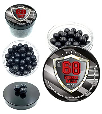 Rubber Balls 100 x Premium Quality .68 Caliber Hard 3.9 grams Heavy Powerballs Paintballs for Self & Home Defense Pistols