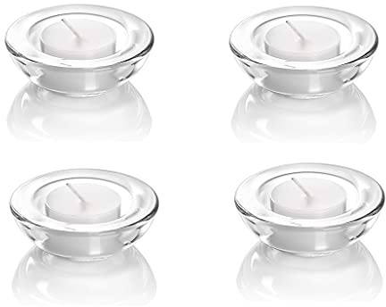 4 Pack,Clear Tealight Candle Holders, 3 Round Chunky Glass Candle Holder