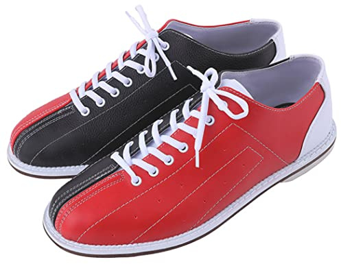 ZHENSI Chaussures De Bowling pour Homme Chaussures De Bowling Légères en Cuir Tampon Antidérapant pour Femme,Rouge,44 EU