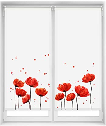 Blindecor Duo Relax | Pack 2 Estores Enrollables Translúcidos Sin Taladrar Easy Fix Impresión Digital | Modelo Amapola | 60 x 150 cm (ancho por alto) Tamaño de la Tela 57 x 145 cm