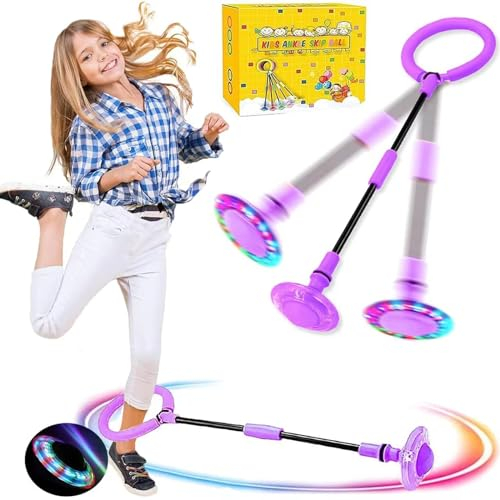 Q-WOOFF Kinder Blinkender Springring, Sport Sprungball, Geeignet für Jungen und Mädchen für Bewegung, Wettkampf und Spiele im Freien,Geschenke für Mädchen,Geschenke für Jungen (Lila)