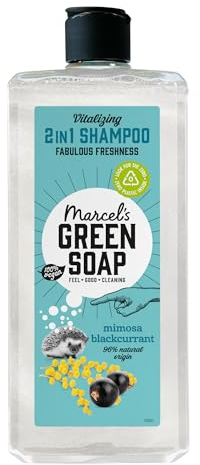 Marcel's Green Soap Shampoo - Mimose & Schwarze Johannisbeere Duft - Angereichert mit natürlichen Ölen - 97% natürlich - 97% biologisch abbaubar - Vegan - Sanfte Pflege für Haar & Planet - 300ml