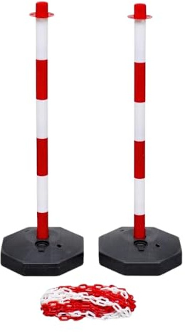 API Coppia di colonnine segnaletiche dissuasori paletti di Delimitazione in plastica con catena da 2m