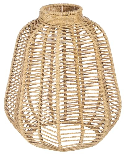 UKCOCO Lampenschirm, Rattan-Lampenschirme Für Tischlampen Pendelleuchten Lampenschirme Für Stehlampen Pendelleuchten-Ersatz Für Küche Esszimmer Und Wohnzimmer 30x25x25cm
