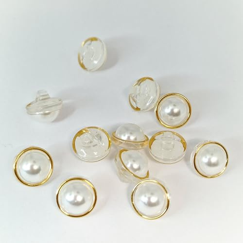 MajorCrafts® 12pcs 12.5mm Elegant 1-Hole Shank Acrylic Sewing Buttons (Ivory Gold B04)