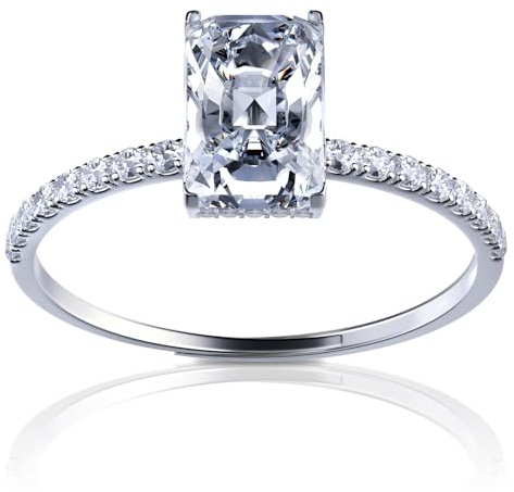 Aolcev 925 Sterling Silber Ringe für Frauen Ring mit Rotem Edelstein Zirkonia Ring Verstellbare Offene Verlobungsring Ehering für Weihnachten Geburtstag Valentinstag Hochzeit 4.25 Carats 4 Zhua Square