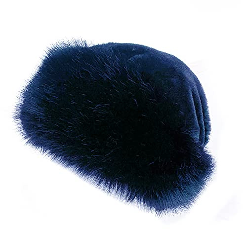 iSpchen Chapeau d'hiver en fausse fourrure pour femme - Chapeau d'hiver chaud en peluche - Bonnet en fausse fourrure - Chapeau tendance pour la maison, les voyages, le ski, bleu, M