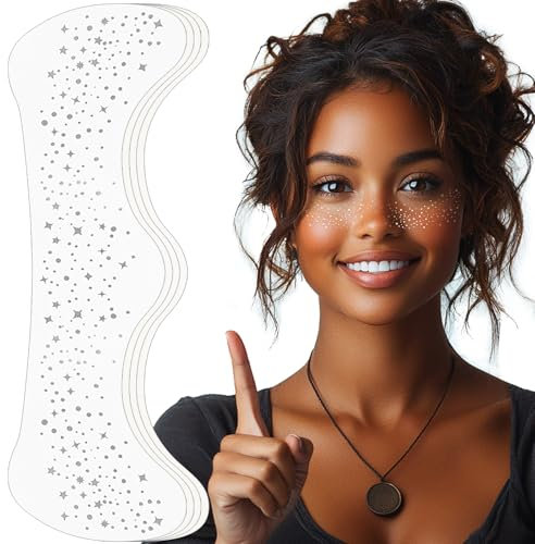 Auiremrti Tatuaggi Temporanei Visibili per Lentiggini, 4 Pezzi Stelle Argentate e Punti Impermeabili, Lentiggini Festival, Pellicola Tatuaggi Henna per Lentiggini