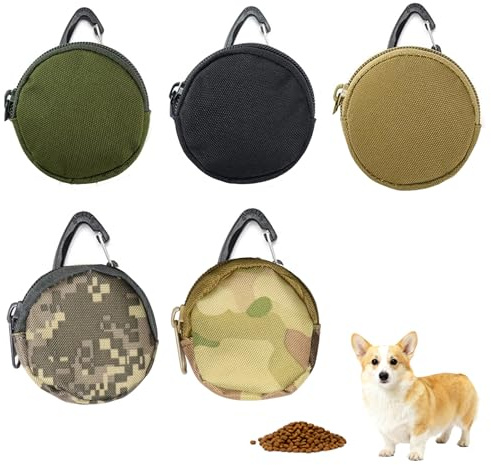 FULUDM 5 Stück Leckerlitasche Leckerlibeutel für Hunde - Futterbeutel Hundetraining Hundeleckerli Tasche Leckerli Beutel Tragbare mit Reißverschluss und Karabiner