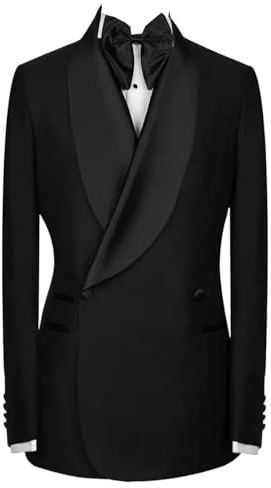 Drkobr Hommes Manteau à Double Boutonnage Veste de Costume à Revers de châle pour la Vie Quotidienne, Les Loisirs et Le dîner