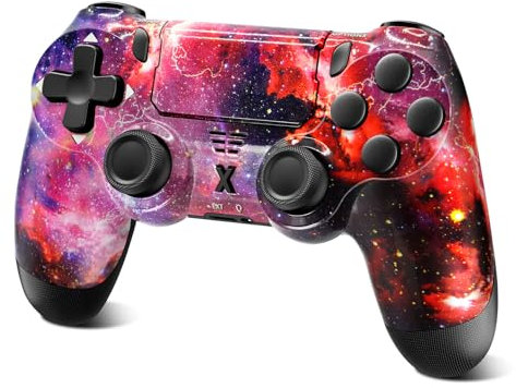 Glitfix Controller Wireless per PS4, controller di gioco compatibile con PS4/Pro/Slim/PC Gamepad con Turbo/Tasto Indietro/Doppia Vibrazione/Sensore Giroscopico Assiale/Touchpanel