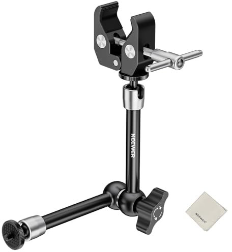 NEEWER Brazo mágico de 9,8/25 cm con Super Abrazadera y paño de Limpieza, Rosca de 1/4 y 3/8 para Flash/luz LED/micrófono/Monitor de cámara DSLR Compatible con Jaula de cámara SmallRig, Carga