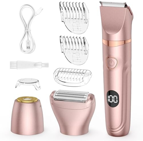 Lady Shaver 3 in 1 bikini da donna, per uso bagnato e secco, rasoio elettrico indolore per gambe, corpo, zona intima e pelle sensibile