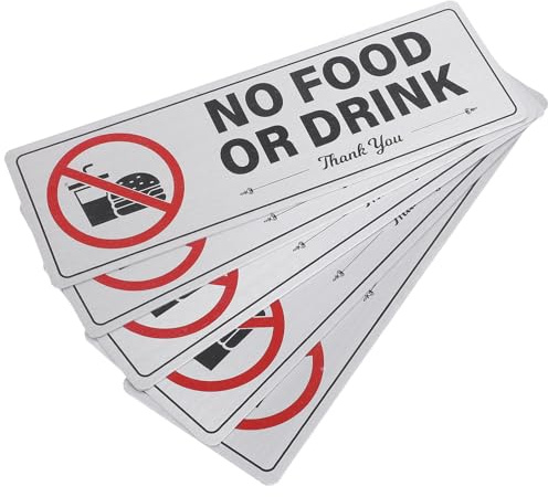 NUOBESTY Lot de 5 Panneaux d'Avertissement Autocollants « Interdiction de Manger Boire » Résistants aux Intempéries, Format Moyen, pour Bureau, Atelier et Lieux Publics, Stickers Porte