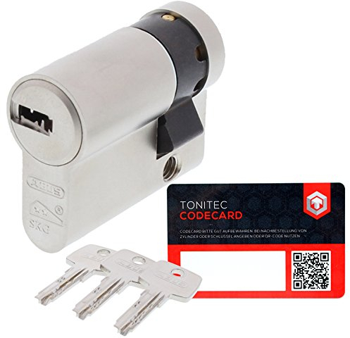Cilindro perfilado de cierre simultáneo EC550 de ABUS; con 3 llaves incluidasTarjeta de Código ToniTec®.