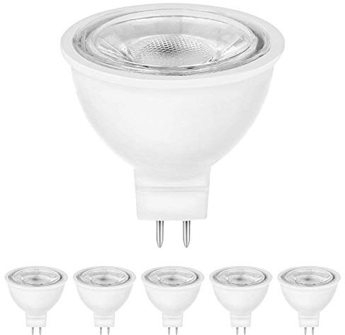 MR16 LED Light Bulbs G5.3 Base 5W Light Bulbs 6000K Spotlight, Non-Dimmable,110V, 5W LED Replacement for 50W Halogen Bulbs for Track Recessed Down Lighting, Pack of 6