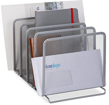 Relaxdays Set of 4 Filing Racks, Document Organiser, Magazines/Catalogues/Letter Collector, 19 x 20.5 x 37.5 cm, Silver